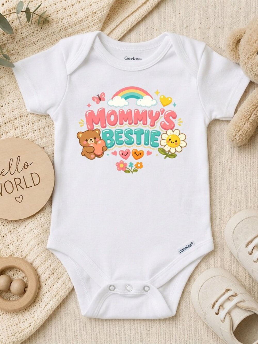 Mommy's Bestie Retro Valentine's Day Baby ONESIE® Gift